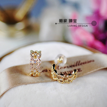  Wei JiaParty lace stud earrings~Exquisite hollow diamond-set 18K gold stud earrings earring earrings