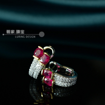 Weis pair of natural high quality ruby 1 25 Karat 18K gold with diamond earring earring