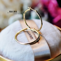  Wei familybig ear ring big cousin Liu Wen with the same plain solid 18K yellow temperament large earring earrings