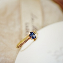  Wei Jiasapphire Japanese boutique design natural sapphire set with diamonds 18K gold ring 