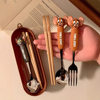 Tom and Jerry Spoon and Fork Co-Branded Tableware 304 Stainless Steel Food-Grade Spoon, Fork, and Chopstick Set for Children