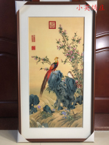 Pure handmade new boutique Suzhou embroidery painting Su embroidery finished hanging painting porch decorative painting 50100 hundred birds Phoenix