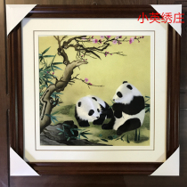 Pure handmade new boutique Suzhou embroidery painting Su embroidery finished hanging painting porch decorative painting 3535 plum panda