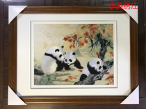 Pure handmade new boutique Suzhou embroidery painting Su embroidery finished hanging painting porch decorative painting 4060 panda