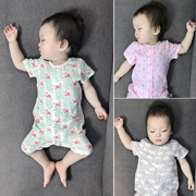 Quần áo trẻ em gạc 0 cotton mùa hè 3 bộ đồ ngủ ngắn tay mỏng nhẹ romper haber sơ sinh bé sơ sinh - Áo liền quần