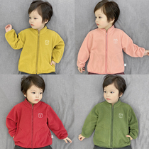 Baby fleece jacket spring and autumn 2021 New zipper shirt warm base collar men and women childrens tops