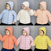 Baby Down Jacket Winter Medium Thin Hooded Short Ziplock Shirt 90 White Duck Western Baby Down Jacket