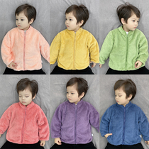 Baby coat autumn and winter 1-6 years old double-sided velvet jacket with warm plush liner for children with velvet jacket