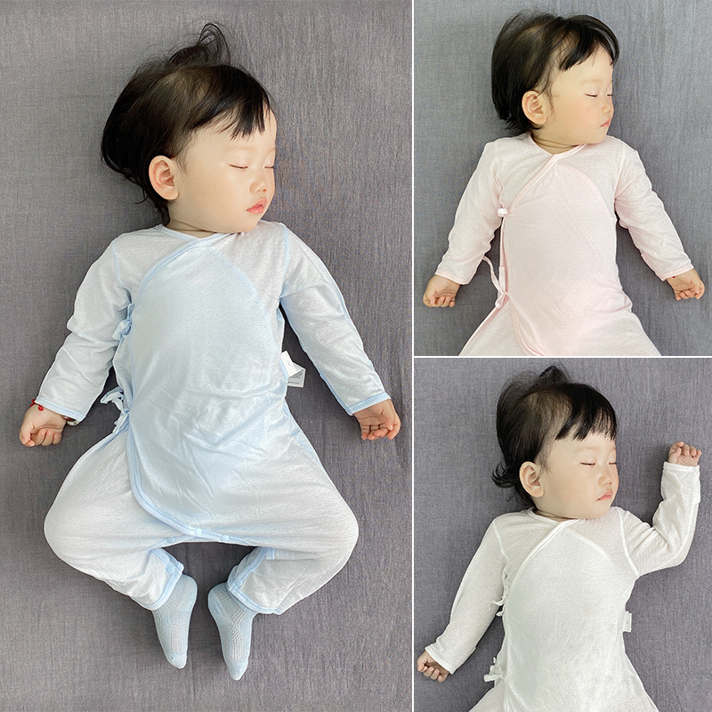 Newborn Baby Clothes Summer Long Sleeves Slim BAMBOO FIBER BABY MONK CONSERVED AIR CONDITIONING PAJAMAS PYJAMAS FIRST BIRTH LIMBER