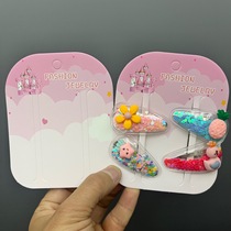 Castle pink and white hair clip packaging card head duckbill hair clip thin strip clip is not easy to change tag card jewelry paper card