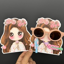 Garland girl card head tag sunglasses packaging card children diy hairpin rubber band sunglasses set card paper