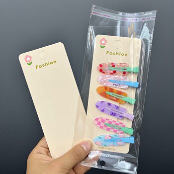 One Hundred Extended Beige Flower Five or Six Card Slots Packaging Tag Cardboard DIY Cream Glue Clip Hair Accessories Back