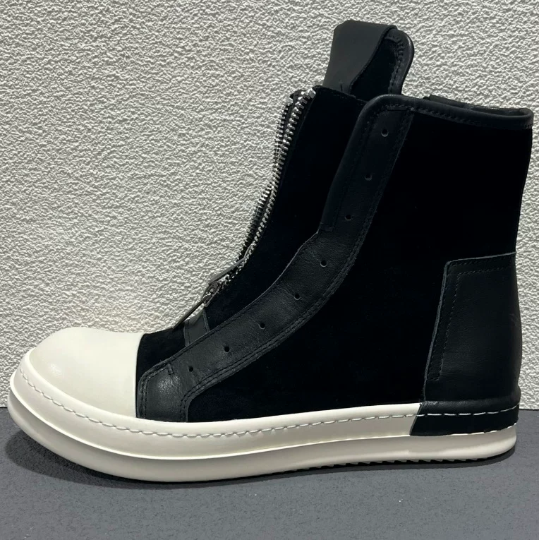 Модные новые кожаные кроссовки высокого стиля с двойной молнией, кеды high-top, унисекс в одном стиле, стиль для пары, натуральная кожа, повседневные кроссовки