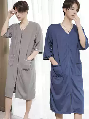 Thin bathrobe pajamas men's large dressing gown integrated spring and summer bathing bathrobe boys big size soft than cotton