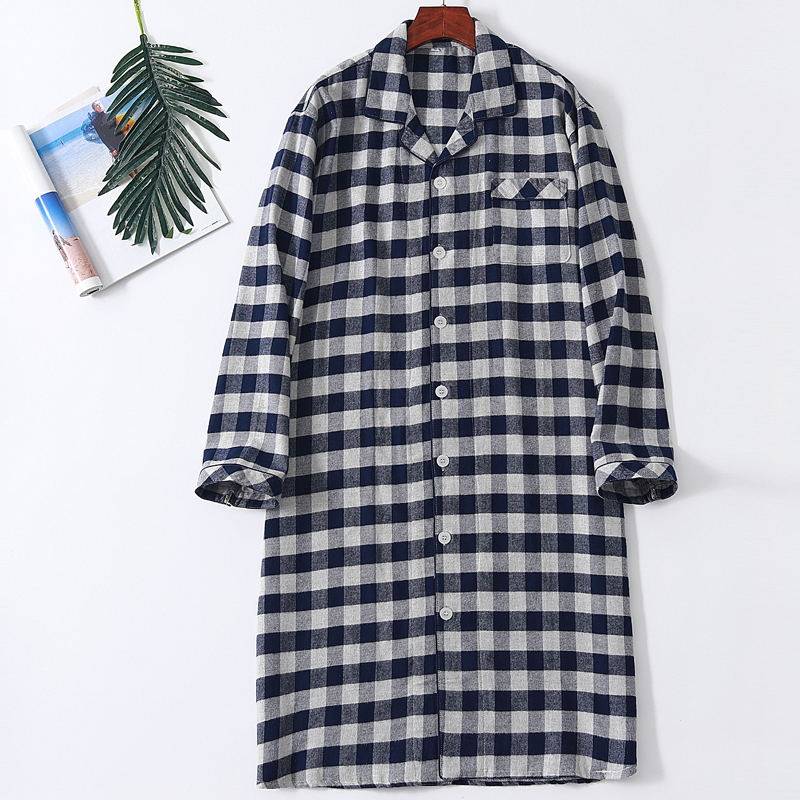 Spring and autumn one-piece pajamas men's nightdress large size bathrobe cotton fluff lazy home clothes can go out warm cotton