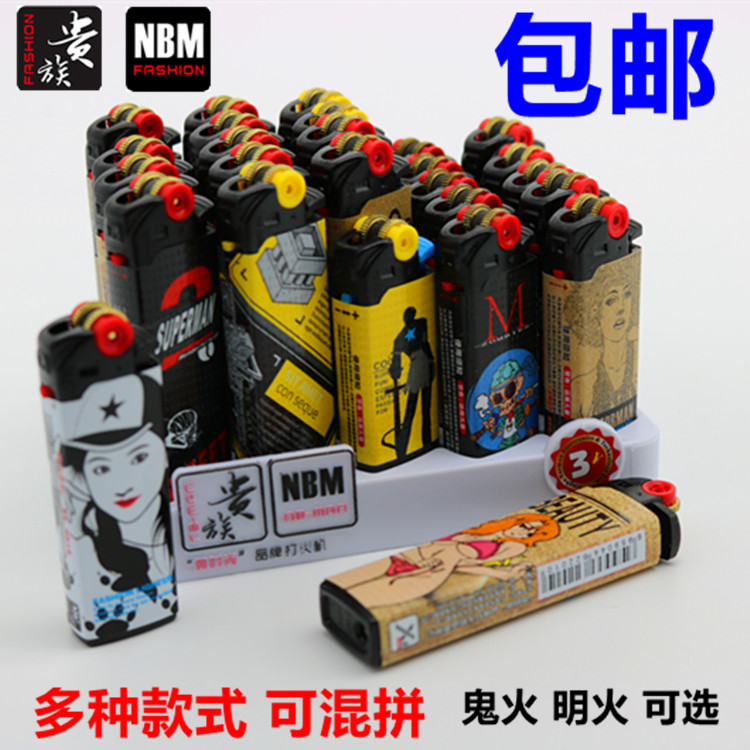 Norman quý phái cổ điển đá lửa bánh xe bơm hơi cơ thể ròng rọc mở lửa mini nhẹ cá tính sáng tạo một lần - Bật lửa shop bật lửa