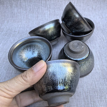 Jianzhan tea cup, one cup, raw ore iron tire handmade tea cup
