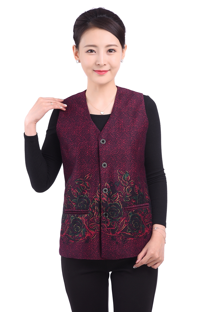 Trung niên vest mùa xuân và mùa thu mô hình ông già áo khoác không tay mỏng vest vai bà nạp vest lỏng kích thước lớn của phụ nữ quần áo áo khoác nữ mùa đông