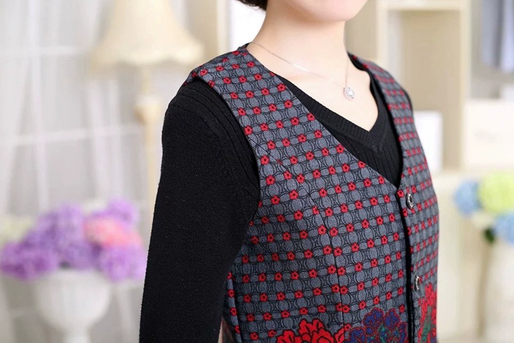 Trung niên vest mùa xuân và mùa thu mô hình ông già áo khoác không tay mỏng vest vai bà nạp vest lỏng kích thước lớn của phụ nữ quần áo