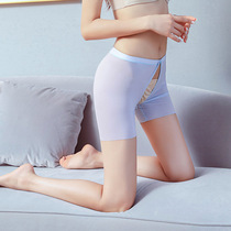 Zipped invisible open crotch nightclub Pants Touch Base Pants Tight Shorts Sexy Transparent Ultra Slim Womens Flat Corner Pants