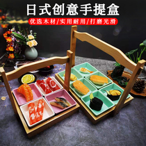 Palace Wind Four G Hand Solid Wood Lifting Box Basket Small Snacks Cutlery Melon saucer Sushi Hotel Sushi Tea Point Containing Flat Pan