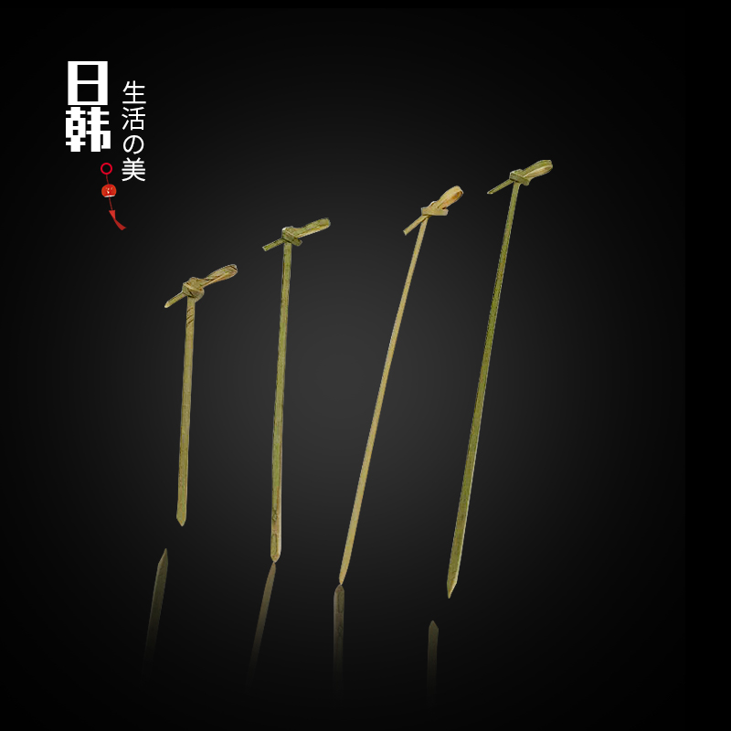 Disposable fruit label Fruit fork Fancy bamboo label Green leather knotted label 100 9 18cm snack label Decorative label