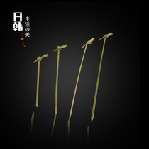 Disposable fruit sign fruit fork fancy bamboo stick green skin tie sign 100 only 9 18cm dim sum decoration sign