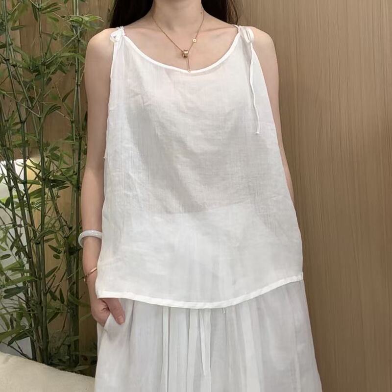 Ramie Camisole Summer New Style Loose Sleeveless Top Zm Ramie Camisole Summer New Style Loose Sleeveless Top Zm