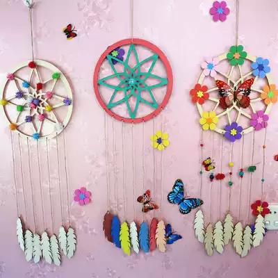 Creative dreamcatcher wind chimes pendant Kindergarten pendant Children DIY handmade white embryo wooden suspended ceiling room pendant
