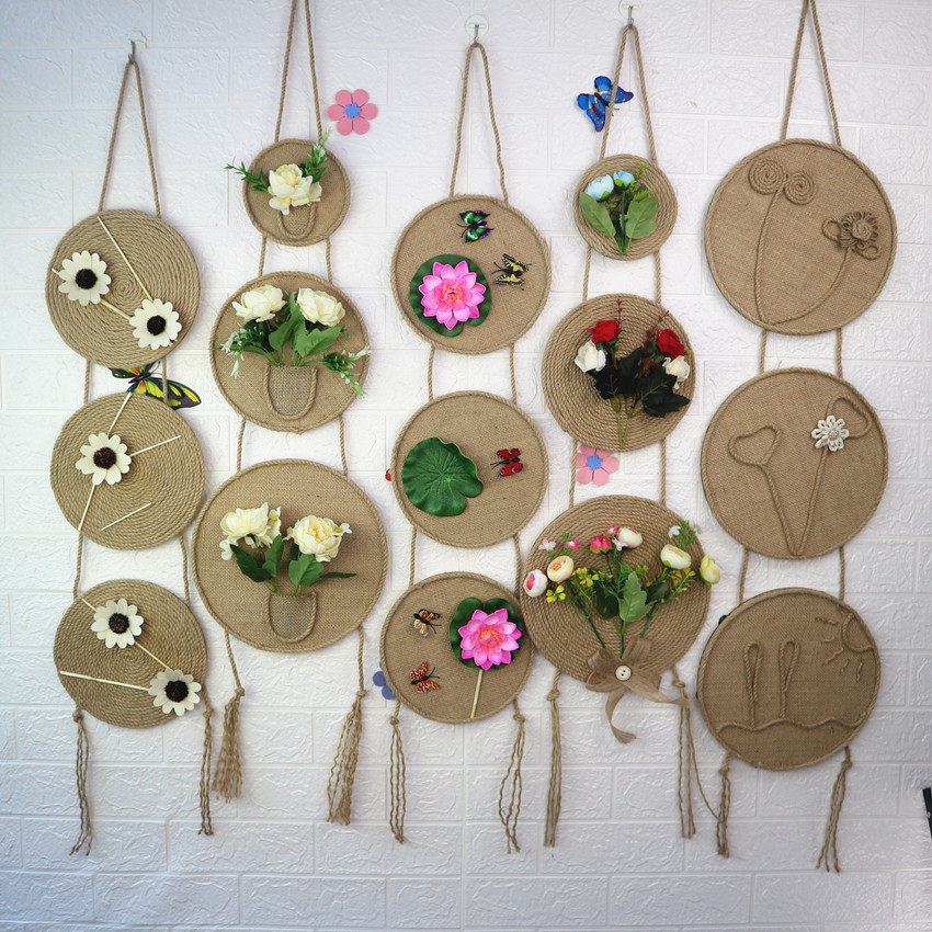 Kindergarten Classroom hemp rope hanging decoration Hemp Cloth Wall Decoration Dry Flower Wall Decoration New Chinese Creative Hanging Accessories Home Wall-hanging
