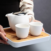 Kung Fu tea set Ceramic Teapot Teacup set with filter Modern simple tea Japanese-style one pot two cups with tray