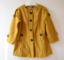 High 105-115 wear Foreign Trade childrens clothing girls woolen tweed round neck long woolen coat windbreaker coat autumn and winter