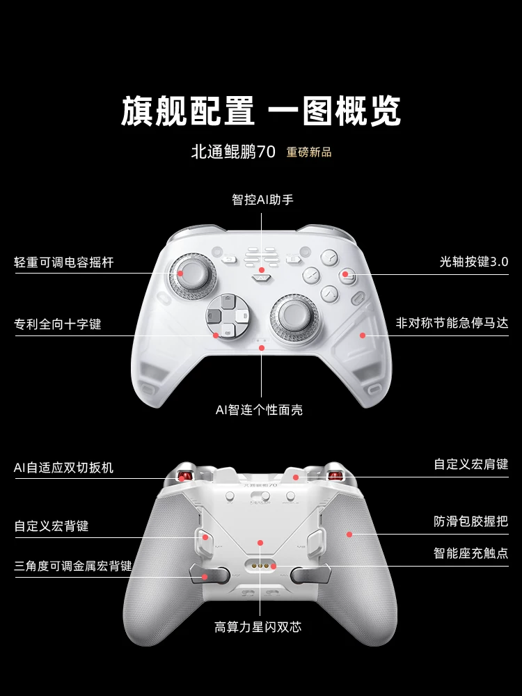 北通鲲鹏70AI智控精英游戏手柄宙斯类xbox无线pc电脑手柄switch2蓝牙平板手机Steam地平线6NS