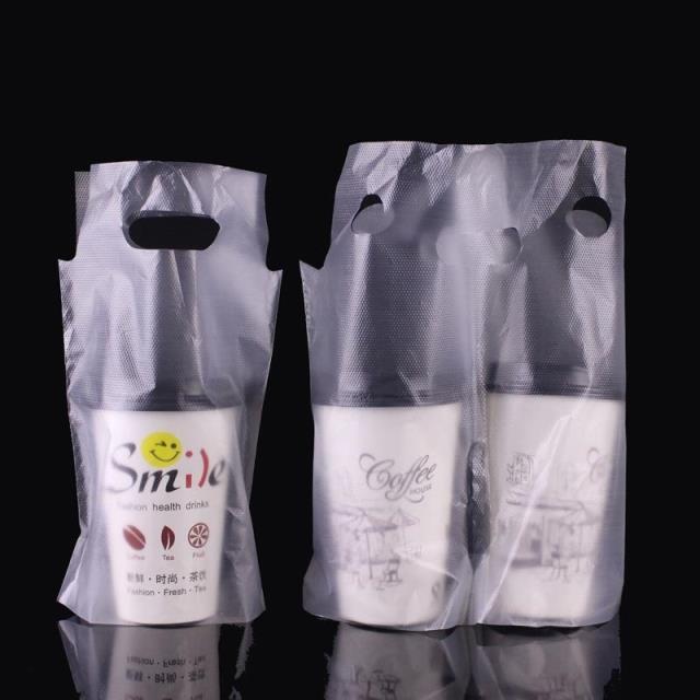 Thickened Cup Bag Two Cups Bag 500 Only string String Bag Coffee Milk Tea Packing Bag Two Cup Bags Plastic Bag