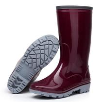 Mid-tube non-slip wear-resistant rain boots Rain shoes Water shoes Spring and summer flat wedge heel fashion cattle tendon bottom rubber shoes Galoshes