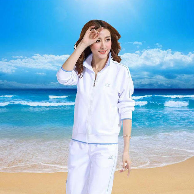 Jiamusi square dance white sportswear casual spring and autumn sportswear South Korea silk middle-aged and elderly cardigan couple two pieces