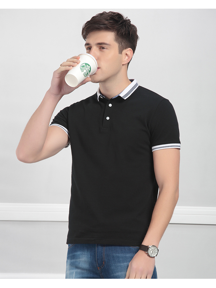 Áo len ngắn tay nam màu đỏ mùa hè giản dị mỏng cotton thoáng khí hạt áo polo nam 6425 - Polo shop bán áo thun nam có cổ
