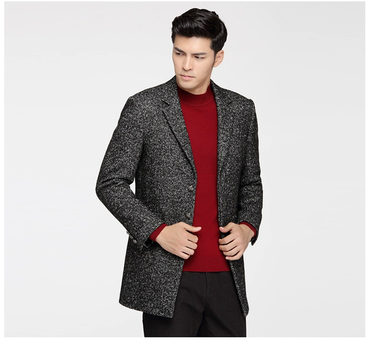 Đậu đỏ nam áo mùa xuân kinh doanh bình thường tính khí tối giản phù hợp với cổ áo len coat coat nam 2057