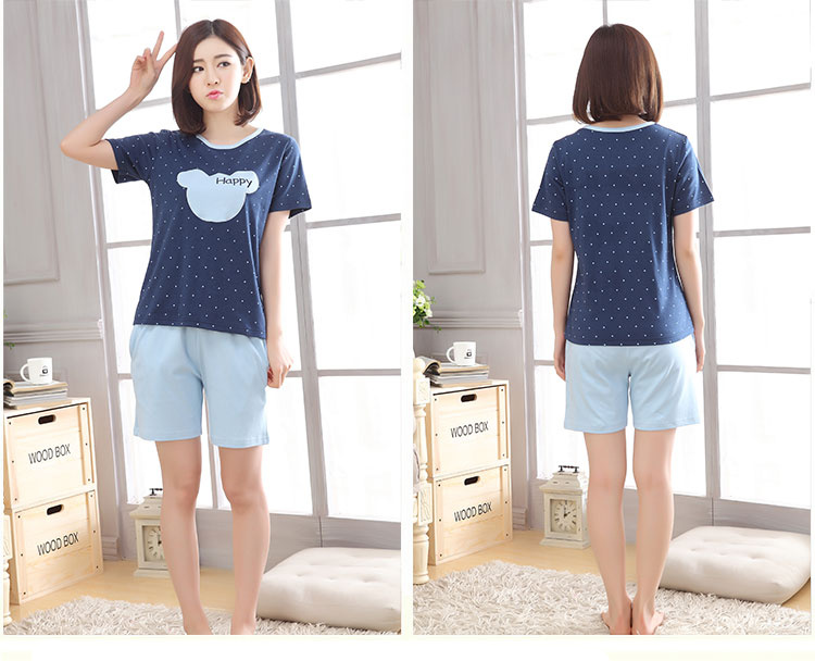 Mùa hè đồ ngủ phụ nữ mùa hè cotton ngắn tay mùa hè đồ ngủ nữ quần short dễ thương phần mỏng phục vụ nhà phù hợp với