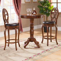 American solid wood bar table American bar table home round bar European round table bar table bar chair combination