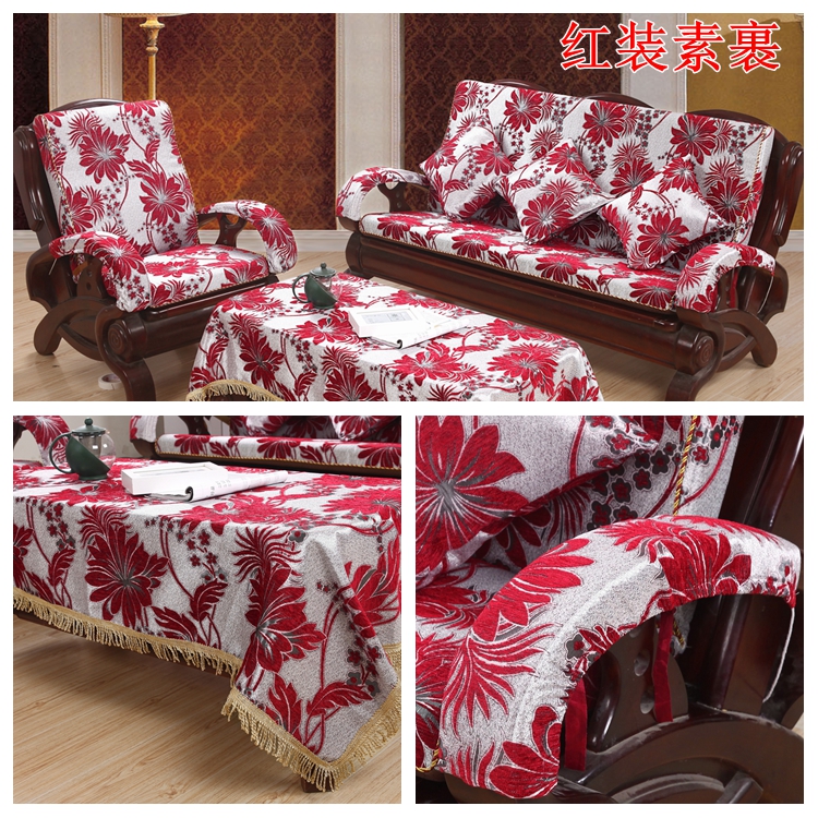 Trung Quốc duy nhất ba màu đỏ rắn gỗ sofa đệm đệm đệm với tựa lưng trượt- trên miếng bọt biển mùa xuân và mùa thu mùa đông ghế đệm