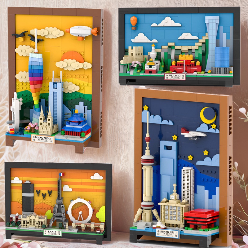 Building Blocks, High-Rise Buildings, City Skyline, Shanghai, Paris, Postcards, Boys' Educational Puzzles, Assembly Toys Building Blocks, High-Rise Buildings, City Skyline, Shanghai, Paris, Postcards, Boys' Educational Puzzles, Assembly Toys