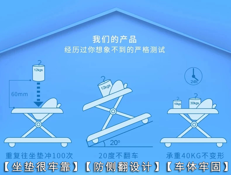 Trẻ sơ sinh và trẻ em tập đi 6 7-18 tháng đa chức năng chống rollover chàng trai và cô gái u-loại đẩy em bé có thể ngồi trên đường dây