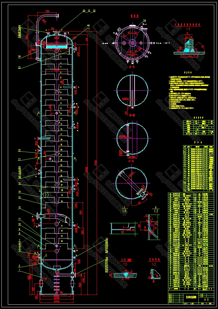 Processing volume 90 tonnes of annual crude oil plate tower design CAD drawings