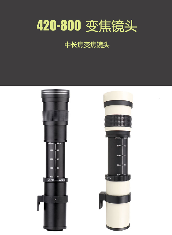 420-800mm Telephoto Lens Manual Full-Frame 420-1600mm Zoom Lens Suitable for Dslr and Mirrorless Cameras