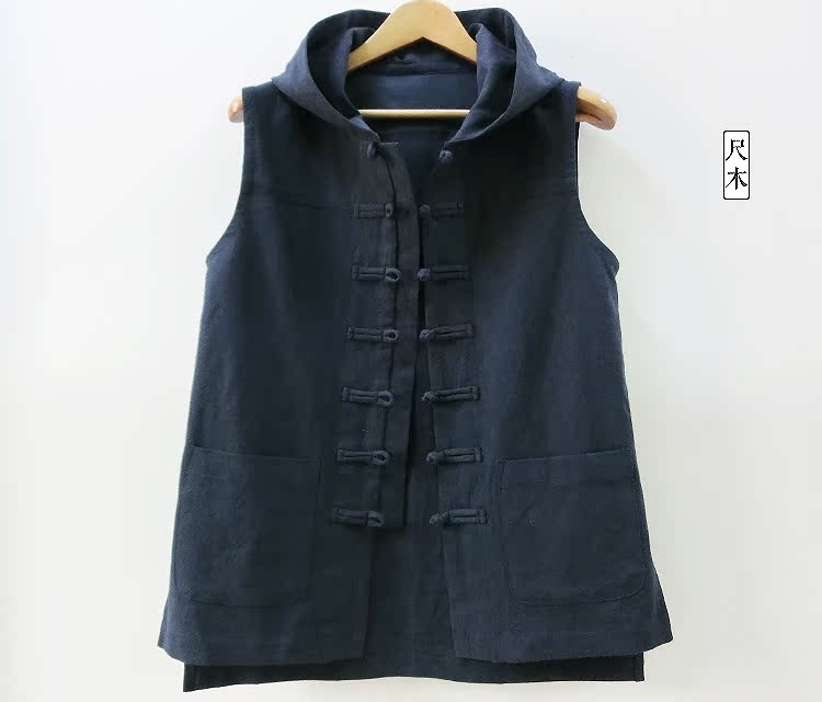 Phong cách Trung Quốc khóa vest vest nam giản dị áo sơ mi văn học mùa xuân và mùa thu lanh trùm đầu vest vest ngoài trời - Dệt kim Vest áo khoác len nam trung niên