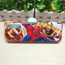 Primary school kindergarten cartoon double-layer iron stationery box pencil box childrens birthday gift prize wholesale