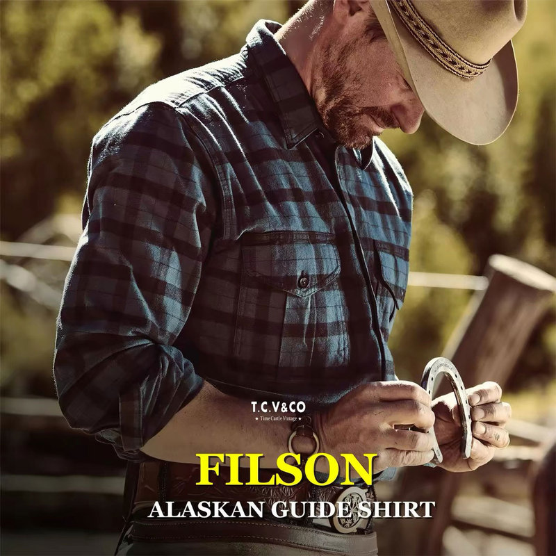 Small Amount of Stock of American Filson Alaska 8oz Heavy Flannel Pure Cotton Plaid Long-Sleeve Shirt