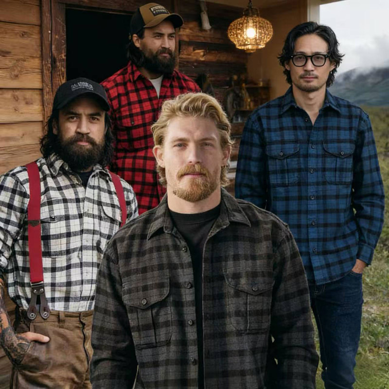 Small Amount of Stock of American Filson Alaska 8oz Heavy Flannel Pure Cotton Plaid Long-Sleeve Shirt