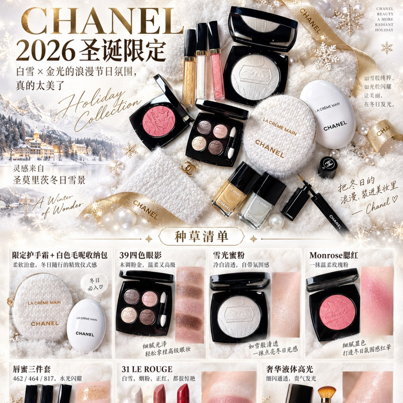 Japanese Chanel 26 Christmas Limited Edition Eyeshadow, Blush, Highlighter, Lip Glaze, Lipstick on Sale on October 30Th